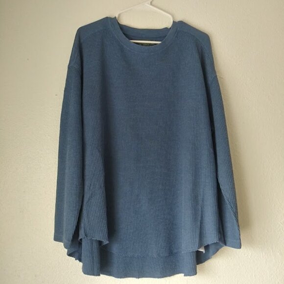 Terra & Sky women's size 1X blue waffle knit sweater - Picture 1 of 12